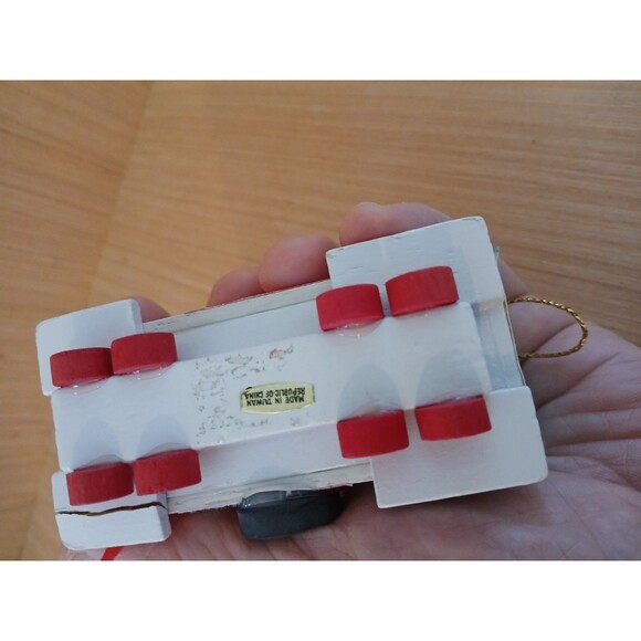 Dog on Choo Choo Train Christmas Ornament Wooden Holiday Tree Decoration - Picture 6 of 10